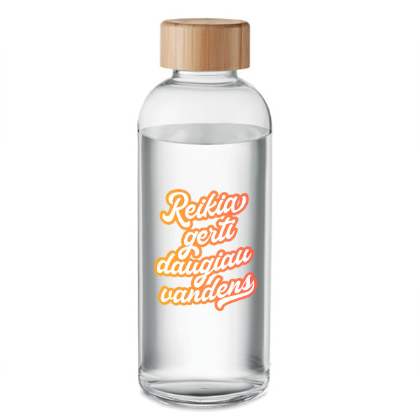 Stiklinis vandens butelis "Reikia gerti daugiau vandens" (650ml) Stiklinis vandens butelis "Reikia gerti daugiau vandens" (650ml)