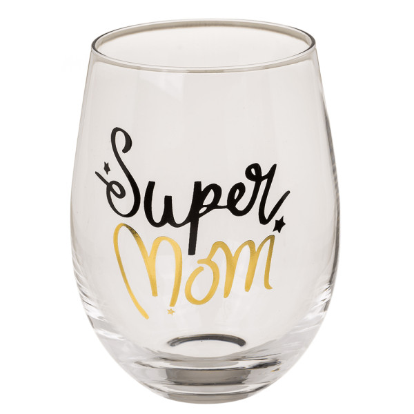Stiklinių taurių komplektas "Super Mom & Cool Daddy"