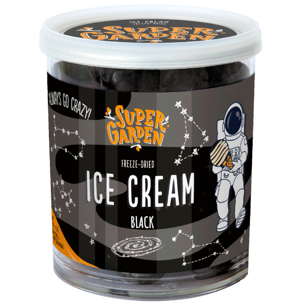 SUPER GARDEN šaltyje džiovinti vaniliniai juodieji ledai, 35g