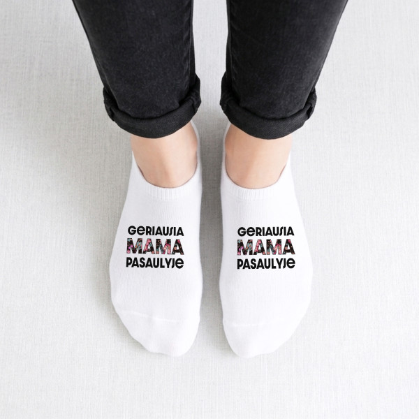 Trumpos moteriškos kojinės "Geriausia mama pasaulyje"