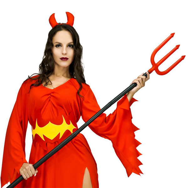 Universalaus dydžio kostiumas moterims "Velniukė" (suknelė ir juosta)