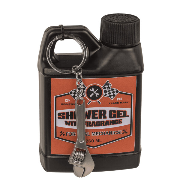 Universali dušo želė vyrams "Motor Oil" (260ml) + raktų pakabukas