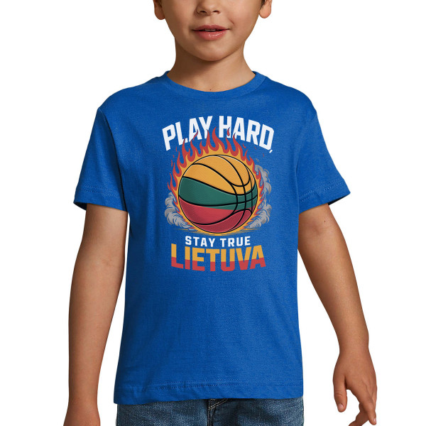 Vaikiški marškinėliai "Lietuva: play hard, stay true"