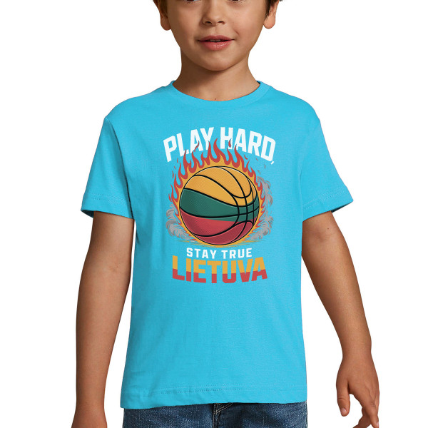 Vaikiški marškinėliai "Lietuva: play hard, stay true"