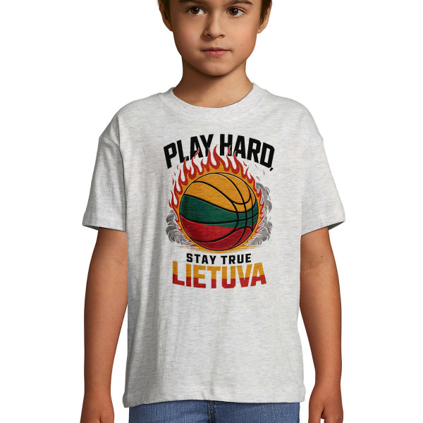 Vaikiški marškinėliai "Lietuva: play hard, stay true" Vaikiški marškinėliai "Lietuva: play hard, stay true"