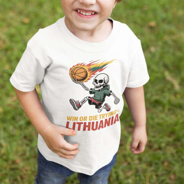 Vaikiški marškinėliai "Lithuania: win or die trying"