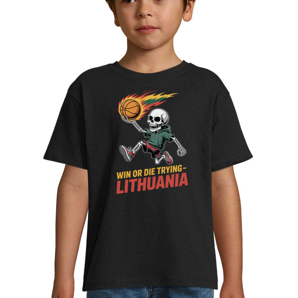 Vaikiški marškinėliai "Lithuania: win or die trying"