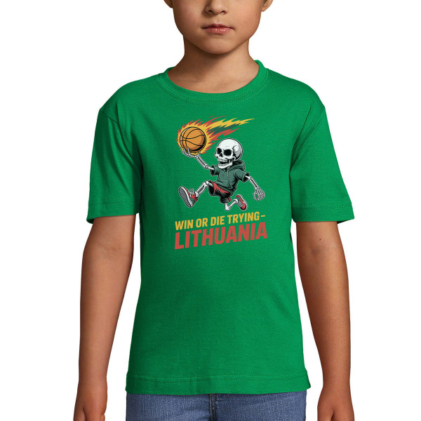 Vaikiški marškinėliai "Lithuania: win or die trying"