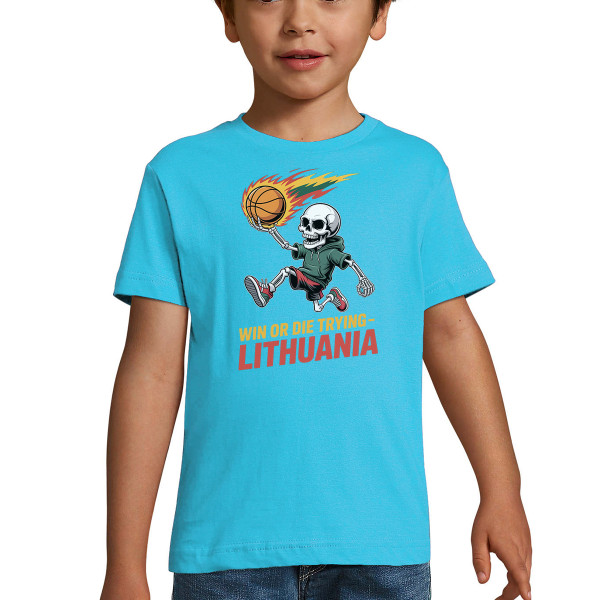 Vaikiški marškinėliai "Lithuania: win or die trying"