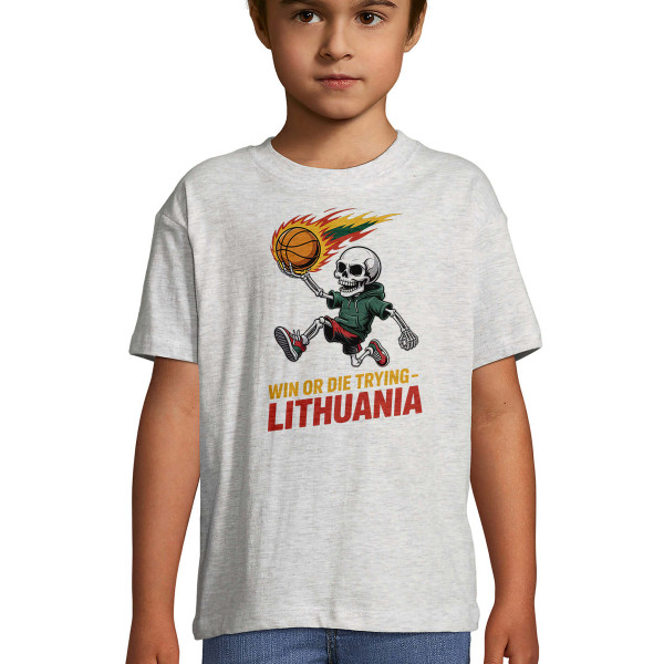 Vaikiški marškinėliai "Lithuania: win or die trying"