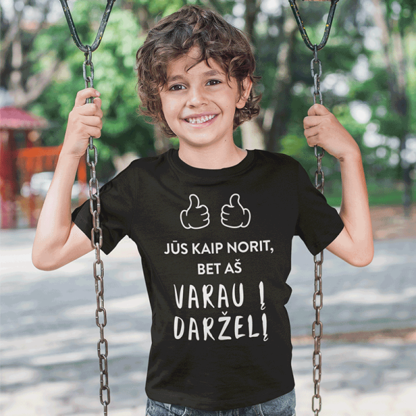 Vaikiški marškinėliai "Varau į darželį"