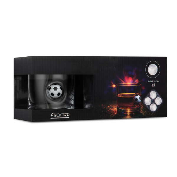 Viskio ir futbolo fano rinkinys: taurė ir ledo formelės