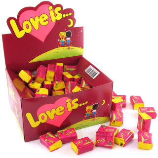 Vyšnių - citrinų skonio kramtoma guma "LOVE IS..." (100vnt.)