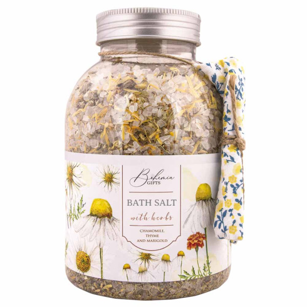 XL atpalaiduojanti vonios druska su žolelėmis "Ramunėlės, medetkos ir čiobreliai" (1200g)