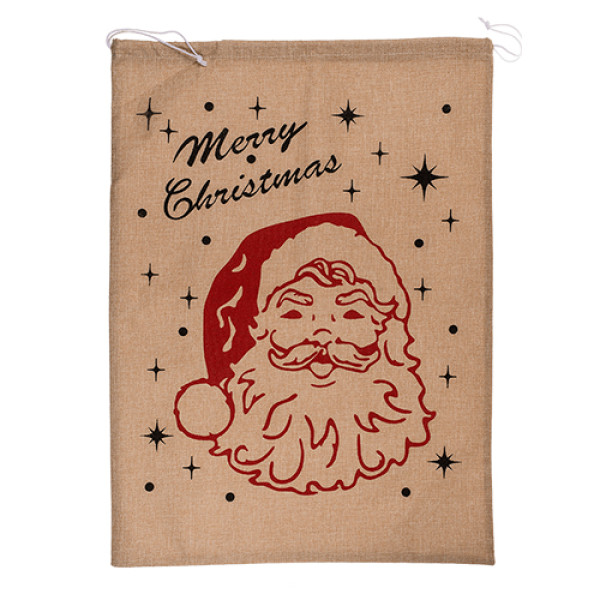XL dydžio džiuto dovanų maišelis "Merry Christmas" (68 x 50cm)