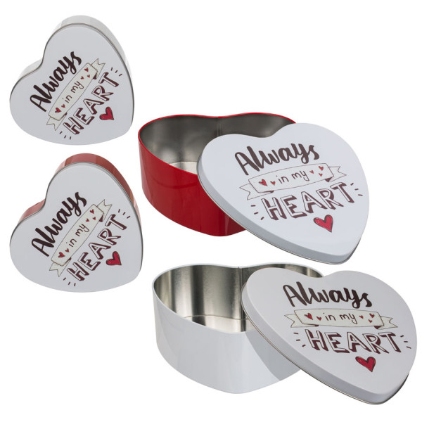 XL metalinė širdelės formos dėžutė "Always in my heart"