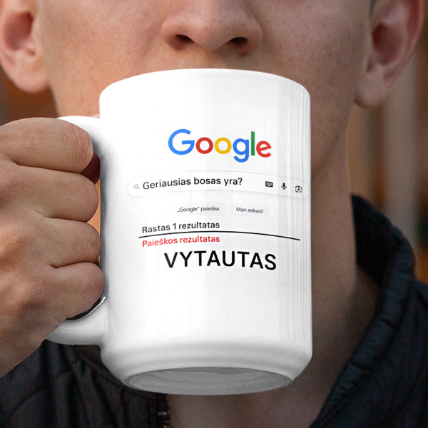 XL puodelis "Geriausias bosas yra" su Jūsų pasirinktu vardu (450ml)