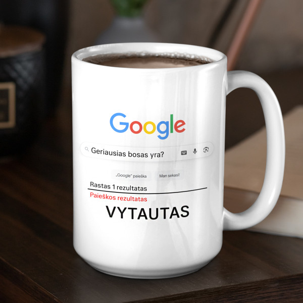 XL puodelis "Geriausias bosas yra" su Jūsų pasirinktu vardu (450ml)