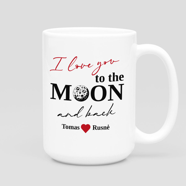XL puodelis "To the moon and back" su Jūsų pasirinktais vardais (450ml)